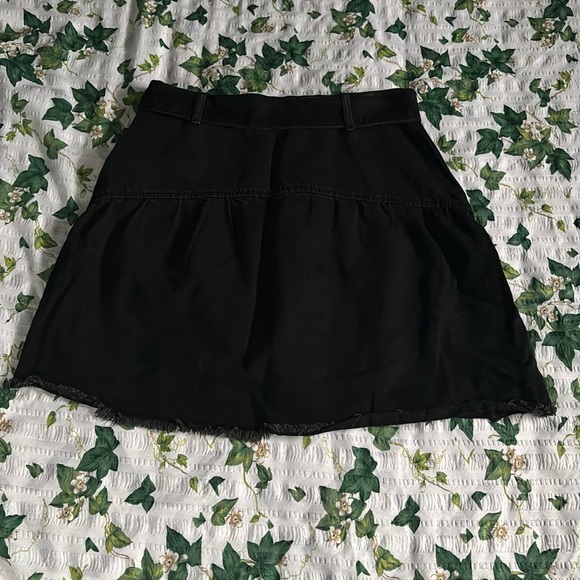 ZARA Asymmetrical Black Denim Skirt with Belt and Raw Hem - Picture 5 of 11